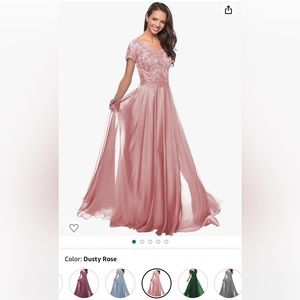 Women's V Neck Lace Appliques Long Mother of The Bride Dresses